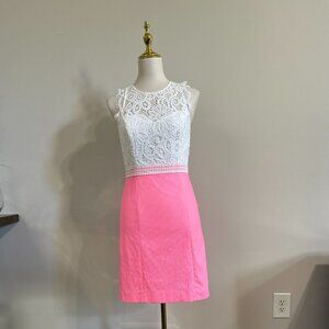 Lilly Pulitzer Pink & White Lace Shift Sleeveless Summer Dress